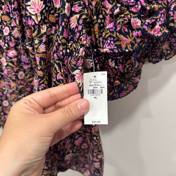 Old Navy Puff Sleeve Square Neck Floral Babydoll Blouse Top New XL - Picture 5 of 8